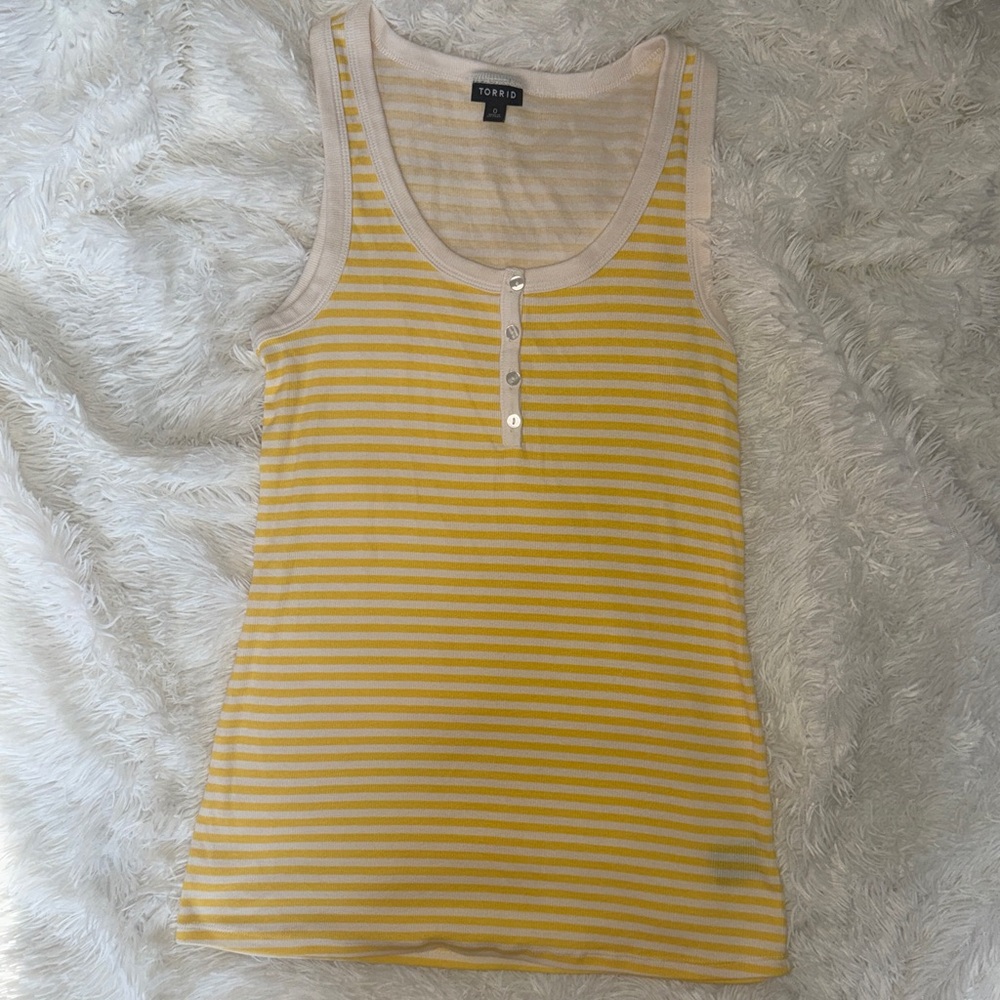 Torrid Yellow and Cream Striped Tank Top